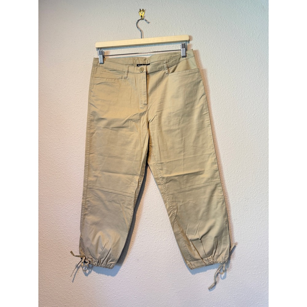 Style & Co Petite Khaki Cargo Cropped Pants Tan Tie Hem Capris Size 8P